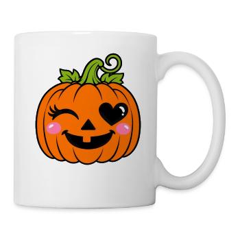 Kürbis Herzauge Lachend - Tasse - Weiß - Rechts