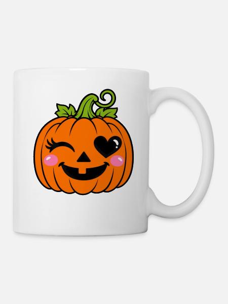 Kürbis Herzauge Lachend - Tasse - Weiß