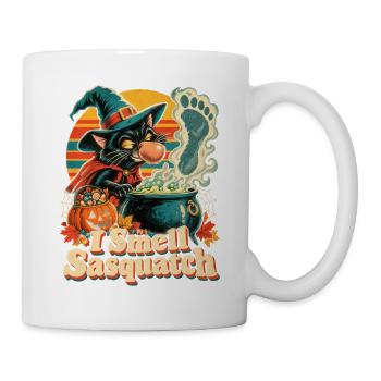Halloween Hexenkatze I Smell Sasquatch Retro - Tasse - Weiß - Rechts