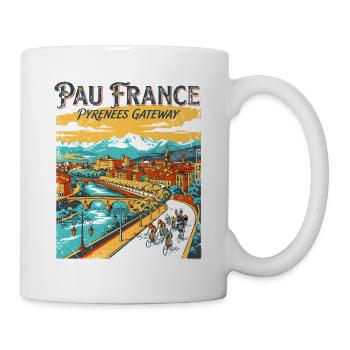Vintage Pau France Pyrenees Gateway Travel Poster - Tasse - Weiß - Rechts