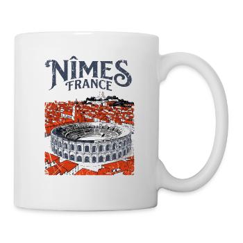 View Retro Nîmes France Roman Arena Cityscape - Tasse - Weiß - Rechts