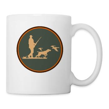 Jäger mit Hund und Enten - Tasse - Weiß - Rechts