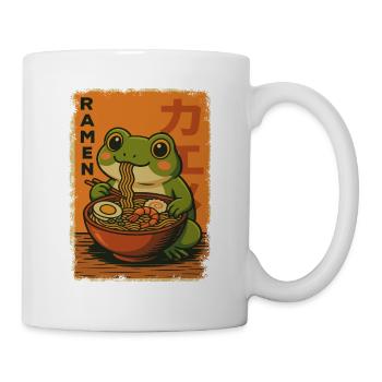 Kawaii Frosch isst Ramen Nudeln Retro - Tasse - Weiß - Rechts