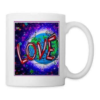 Love im Neon-Kosmos - Tasse - Weiß - Rechts