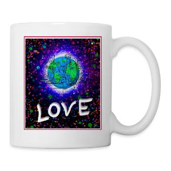 Liebe Kosmos Farbexplosion - Tasse - Weiß - Rechts