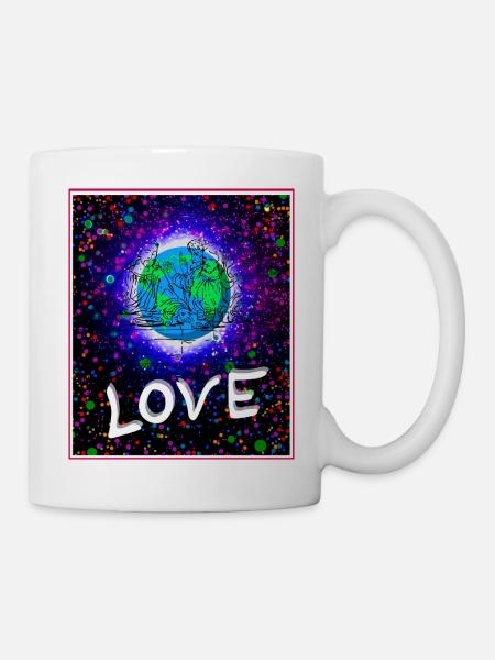 Liebe Kosmos Farbexplosion - Tasse - Weiß