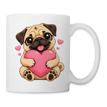 Mops Hund süßer Mops niedlicher Mops - Tasse - Weiß - Rechts