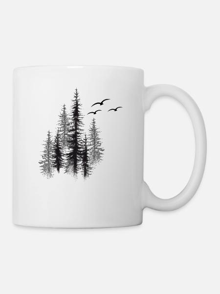 Flüsternde Kiefern-Silhouette - Tasse - Weiß