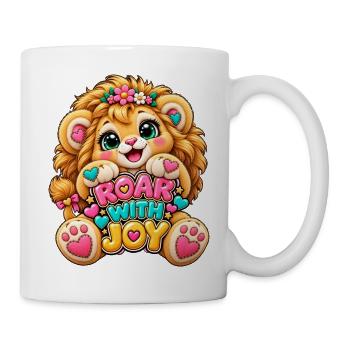 Kawaii Löwenbaby mit JOY Schrift - Tasse - Weiß - Rechts