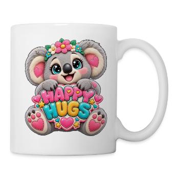 Kleiner Koala mit Happy Hugs - Tasse - Weiß - Rechts