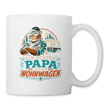 Ein echter Papa zieht Wohnwagen - Tasse - Weiß - Rechts