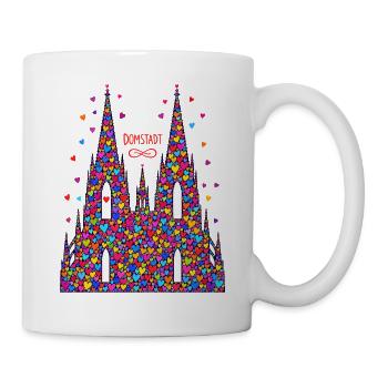 Kölner Dom mit Konfetti Karneval Fasching Köln - Tasse - Weiß - Rechts