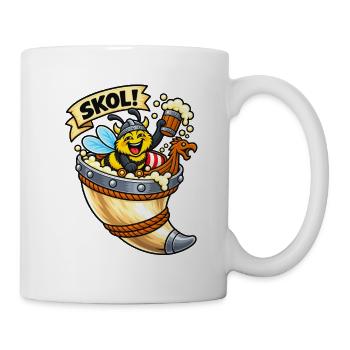 Skol Biene im Wikingerhorn - Tasse - Weiß - Rechts