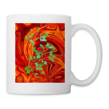grüne Neonfeuerblume - Tasse - Weiß - Rechts