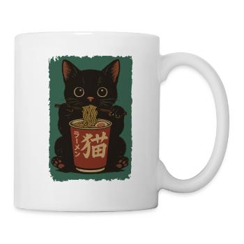 Schwarze Katze Cup Noodles Ramen Retro - Tasse - Weiß - Rechts
