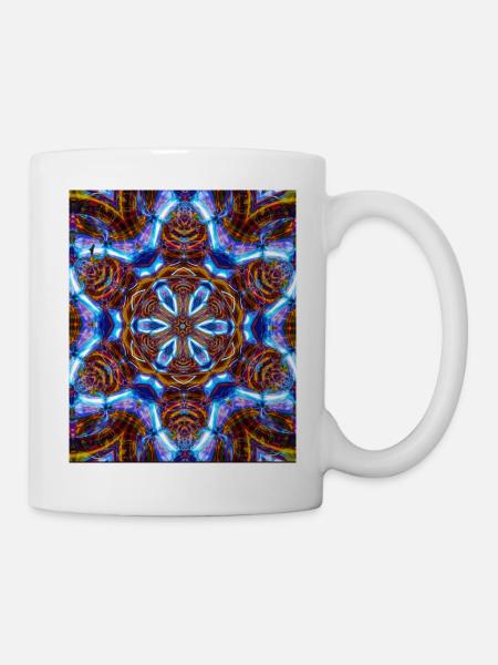 Kaleidoskop Mandela Neon Muster - Tasse - Weiß