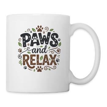 Paws And Relax Hund Katze Pfoten Geschenk - Tasse - Weiß - Rechts