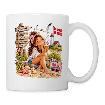 Dänemark Strand Glück Illustration - Tasse - Weiß - Rechts