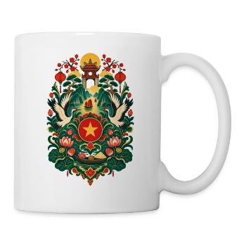 Vietnam | Lotus, Kraniche & Laternen - Tasse - Weiß - Rechts