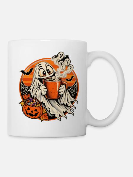 Geist mit Kürbiskaffee - Tasse - Weiß