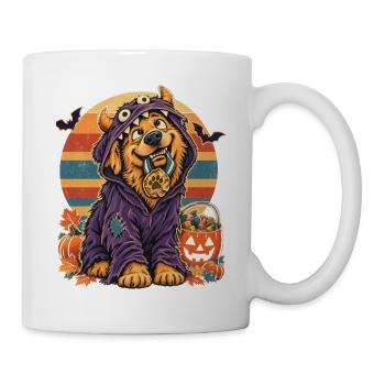 Halloween Hund im Monsterkostüm Retro Sonne für - Tasse - Weiß - Rechts
