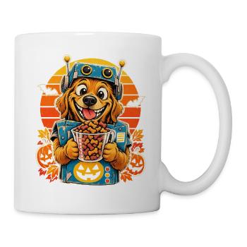 Halloween Hund Leckerli Automat Kostüm Retro Sonne - Tasse - Weiß - Rechts