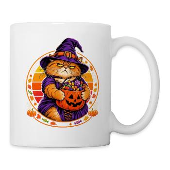 Halloween Katze Hexenkostüm Retro Sonne Cat Mom - Tasse - Weiß - Rechts