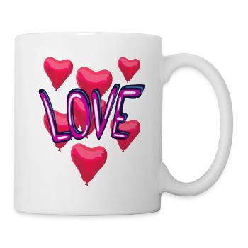 Neon Herz Love Schrift Ballons - Tasse - Weiß - Rechts
