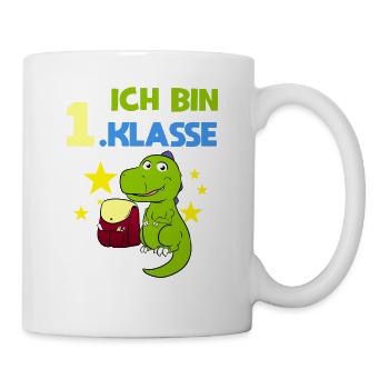 Ich Bin 1.Klasse Dino Erste Klasse 1. Schultag - Tasse - Weiß - Rechts