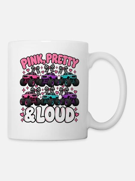Pink Pretty & Loud Monster Trucks - Tasse - Weiß