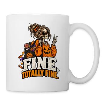 Halloween-Skelett mit Kürbis-Sweatshirt - Tasse - Weiß - Rechts