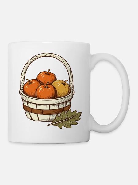 Apfelernte im Korb - Tasse - Weiß