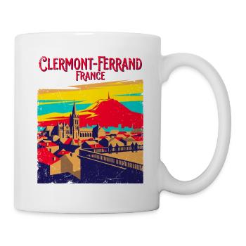 Retro Clermont Ferrand France Skyline Travel - Tasse - Weiß - Rechts