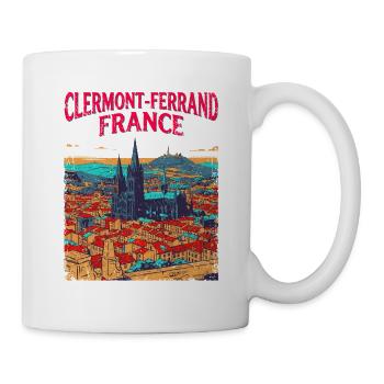 Vintage Clermont Ferrand France City Skyline - Tasse - Weiß - Rechts