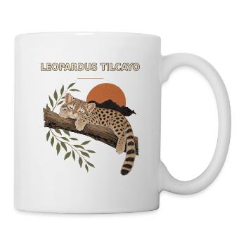 Leopardus Tilcayo Gefleckte Wilde Katze Ruhend - Tasse - Weiß - Rechts