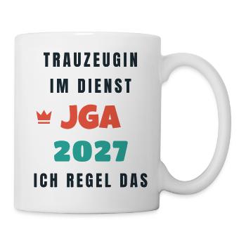 Trauzeugin im Dienst JGA 2027 ich regel das - Tasse - Weiß - Rechts