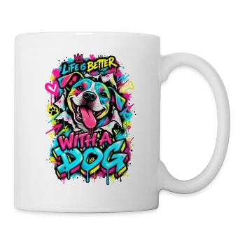 Leben Besser Mit Hund Graffiti - Tasse - Weiß - Rechts