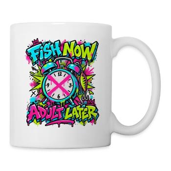 Fisch Jetzt, Adult Later Neon Graffiti - Tasse - Weiß - Rechts
