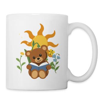 Teddy Blumen Kinder Lesen Design - Tasse - Weiß - Rechts