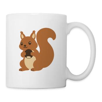 Eichhörnchen Haselnuss Zeichnung Geschenkidee - Tasse - Weiß - Rechts
