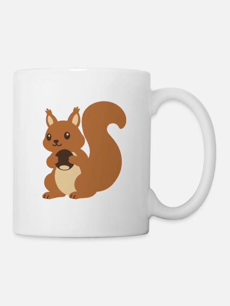 Eichhörnchen Haselnuss Zeichnung Geschenkidee - Tasse - Weiß