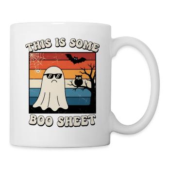 Geist mit cooler Sonnenbrille Halloween Boo Sheet - Tasse - Weiß - Rechts