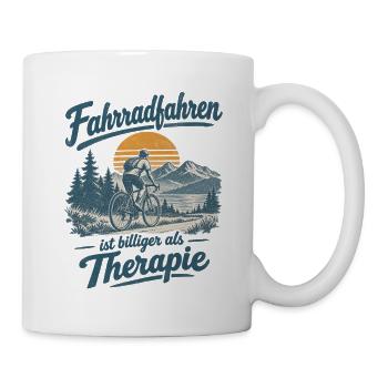 Fahrradfahren statt Therapie Retro - Tasse - Weiß - Rechts