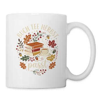 Buch, Tee, Herbst | Herbstzeit | Indian Summer - Tasse - Weiß - Rechts