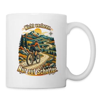 Gravelbike Fahrer Schotter Abenteuer - Tasse - Weiß - Rechts
