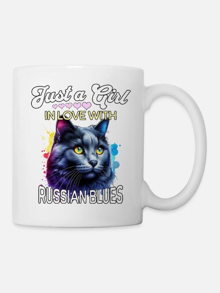 Russisch Blaukatze Mädchen - Tasse - Weiß