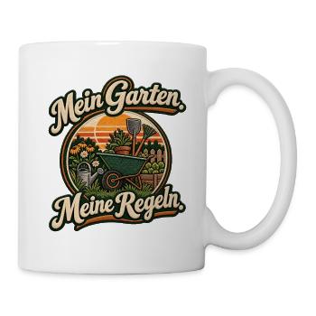 Gartenpatch: Meine Garten Meine Regeln - Tasse - Weiß - Rechts
