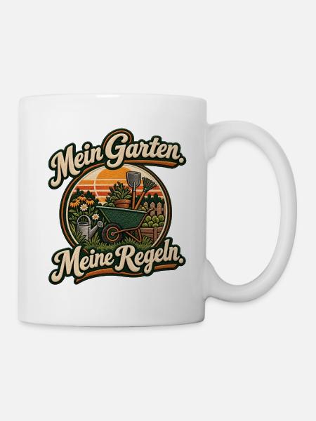 Gartenpatch: Meine Garten Meine Regeln - Tasse - Weiß
