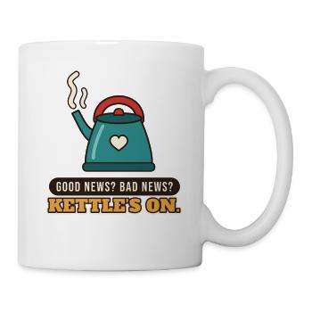 Gute Nachrichten? Schlechte Nachrichten? Der Wasserkocher steht an. - Tasse - Weiß - Rechts