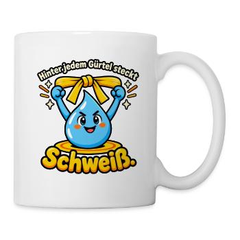 Kampfsport Gürtelprüfung Schweiß Disziplin - Tasse - Weiß - Rechts